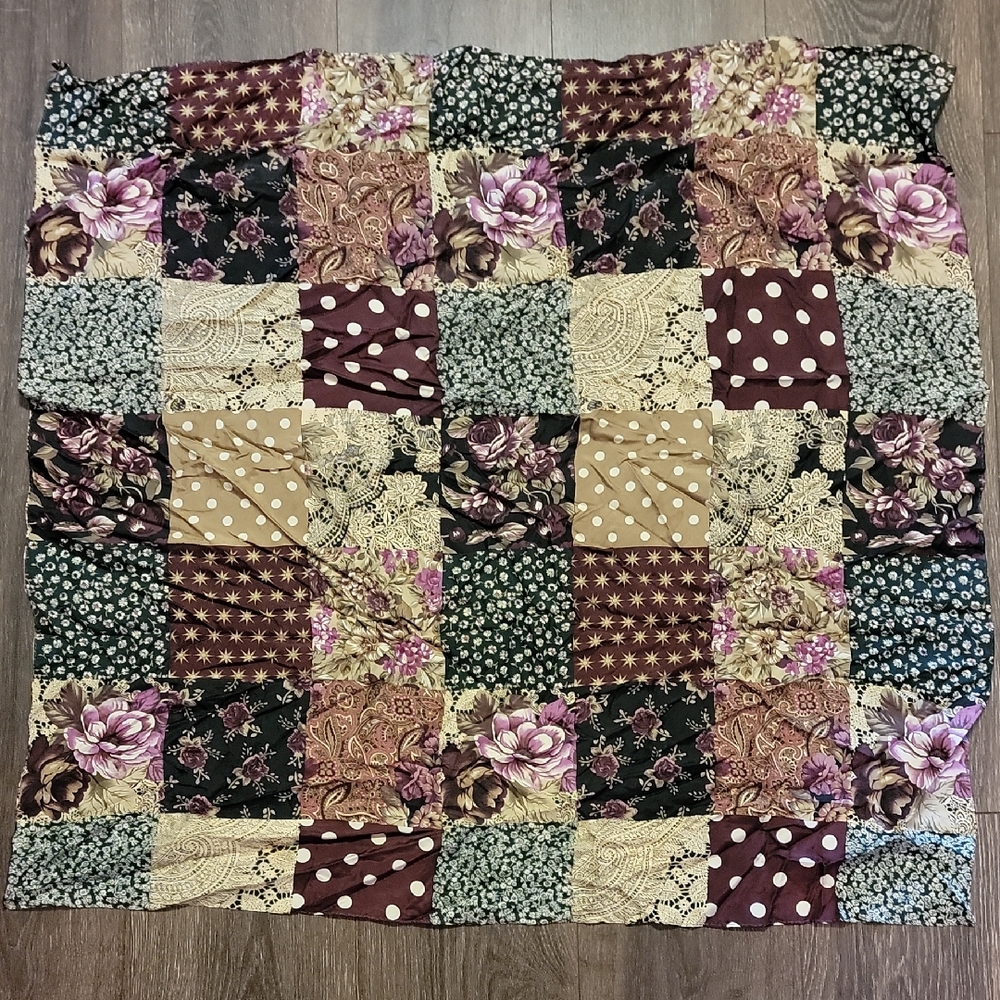 Patchwork Floral 100% Silk Scarf